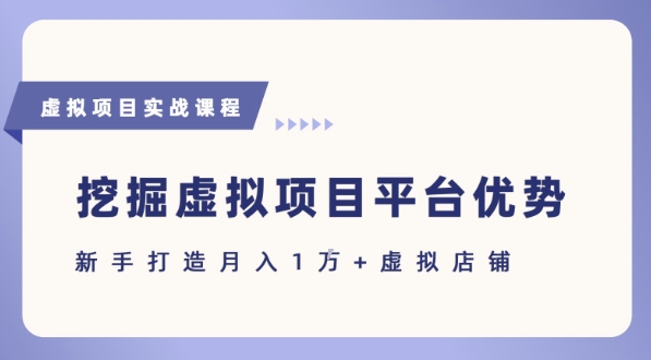 抓住虚拟项目各平台优势，新手轻松月入1W+(给出具体建议)-淘米帮