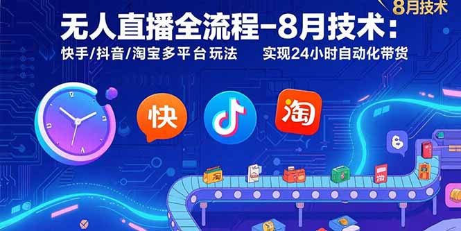 无人直播全流程-8月技术：快手/抖音/淘宝多平台玩法 实现24小时自动化带货-淘米帮