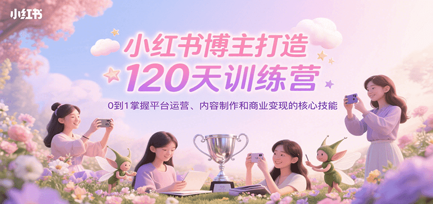 小红书博主打造120天训练营，0到1掌握平台运营、内容制作和商业变现-淘米帮
