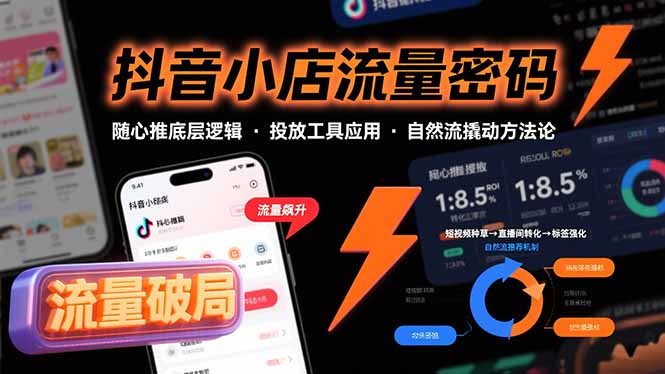 抖音小店流量密码，随心推底层逻辑，投放工具应用，自然流撬动核心方法论-淘米帮