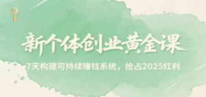 新个体创业黄金课,7天构建可持续赚钱系统,抢占2025红利-淘米帮