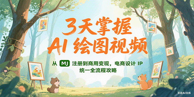 3天掌握AI绘图视频，从MJ 注册到商用变现，电商设计IP统一全流程攻略-淘米帮
