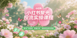 小红书聚光投流实操课程,聚光广告投放、数据分析、做高效低成本获客-淘米帮