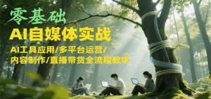 零基础AI自媒体实战,AI工具应用/多平台运营/内容制作/直播带货全流程教学-淘米帮