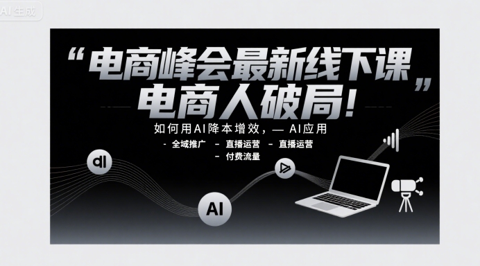 电商峰会最新线下课，电商人破局，如何用AI降本增效，AI应用-全域推广-直播运营-付费流量-淘米帮