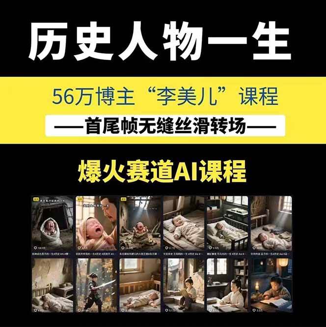图片[1]-AI历史人物短视频创作，含IP打造、首尾帧无缝转场、智能体视频制作等核心教学内容-淘米帮