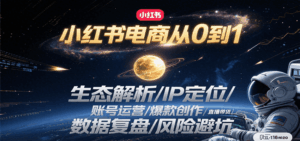 小红书电商从0到1:生态解析/IP定位/ 账号运营/爆款创作/直播带货/数据复盘/风险避坑-淘米帮