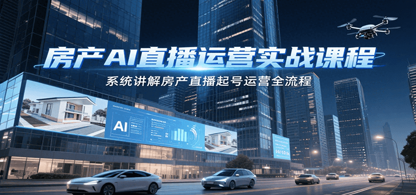 房产AI直播运营实战课程，系统讲解房产直播起号运营全流程-淘米帮