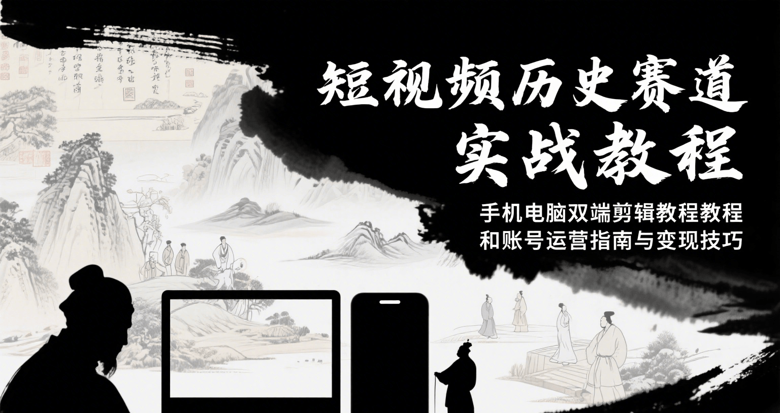 短视频历史赛道实战教程，手机电脑双端剪辑教程和账号运营指南与变现技巧-淘米帮