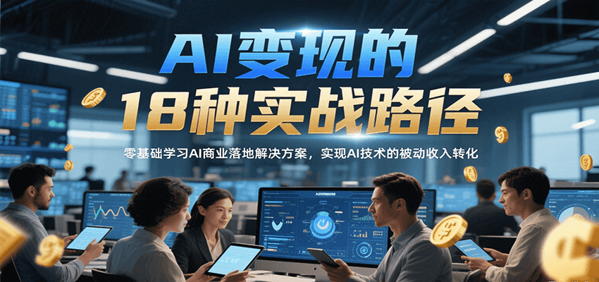 AI变现的18种实战路径，零基础学习AI商业落地解决方案，实现AI技术的被动收入转化-淘米帮