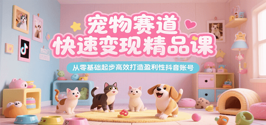 宠物赛道快速变现精品课，从零基础起步高效打造盈利性抖音账号-淘米帮