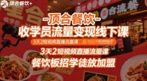 顶合餐饮-收学员流量变现线下课,3天2短视频直播流量课,餐饮板招学徒放加盟-淘米帮