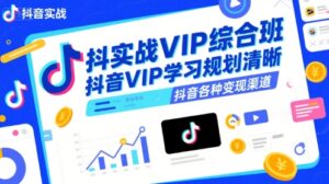 抖音实战VIP综合班,抖音VIP学习规划请晰抖音各种变现渠道-淘米帮