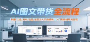 AI图文带货全流程,制图/上品/发布/选品/运营五大实操模块,入门到精通带货变现-淘米帮