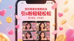 四开屏美女视频玩法,引s粉轻轻松松,暴力掘金,手机操作【揭秘】-淘米帮