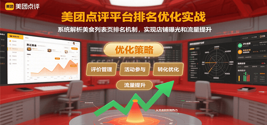 美团点评平台排名优化实战，系统解析美食列表页排名机制，实现店铺曝光和流量提升-淘米帮