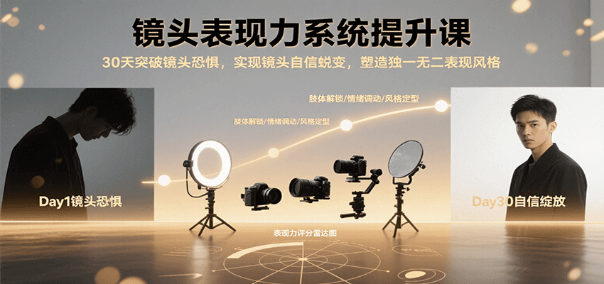 镜头表现力系统提升课，30天突破镜头恐惧实现自信蜕变，塑造独一无二表现风格-淘米帮
