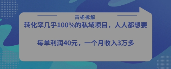 转化率最高的私域项目，每单利润40-50米，月入过1w-淘米帮