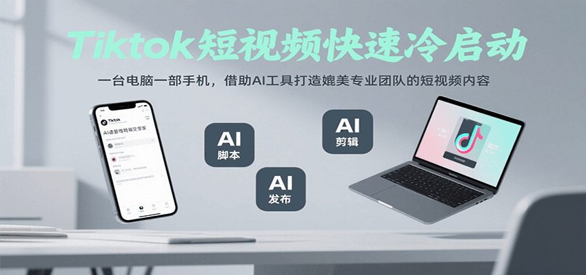 Tiktok短视频快速冷启动，一台电脑一部手机，借助AI工具打造媲美专业团队的短视频内容-淘米帮