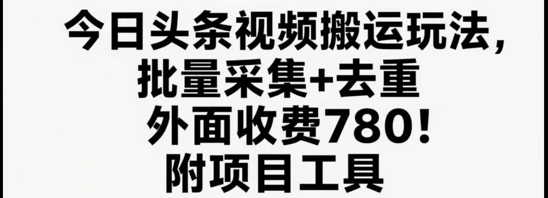 今日头条视频搬运玩法，软件一键去重，轻松日入500+附项目工具-淘米帮