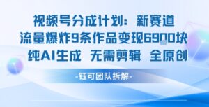 视频号新玩法 9条作品变现6.9k 纯AI生成无需剪辑全原创-淘米帮