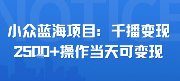 小众蓝海项目，千播变现2.5k+操作当天可变现-淘米帮