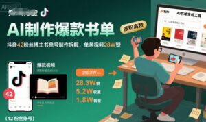 AI制作爆款书单,抖音42粉丝博主书单号制作拆解,单条视频28W赞-淘米帮