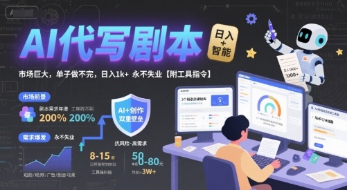 AI代写剧本，市场巨大，单子做不完，日入1k+ 永不失业【附工具指令】-淘米帮