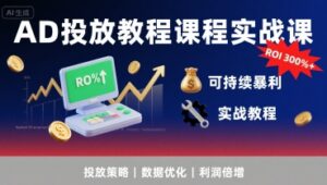 AD投放教程课程实战课，实现广告ROI300%+可持续暴利-淘米帮