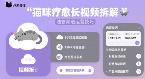 猫咪疗愈长视频拆解 &油管频道运营技巧-淘米帮