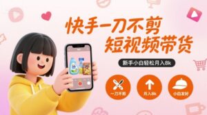 快手一刀不剪短视频带货,新手小白轻松月入8k-淘米帮