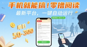 手机就能搞！零撸阅读挂G，最新平台，一键自动运行，随时随地挣，单日50-3张+【揭秘】-淘米帮