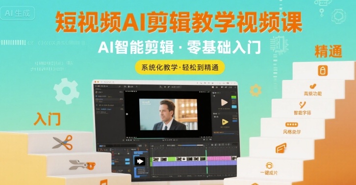 短视频AI剪辑教学视频课，入门到精通-淘米帮