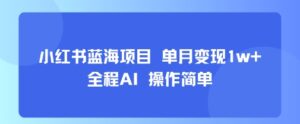 小红书蓝海项目 单月变现1w+ 全程AI 操作简单-淘米帮