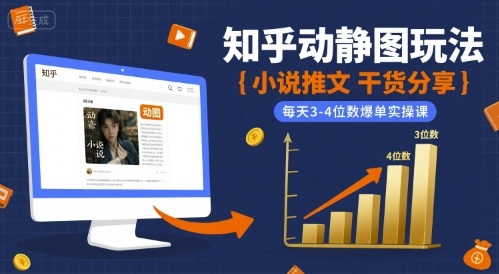 小说推文干货分享之知乎动静图玩法，每天3-4位数爆单实操课-淘米帮