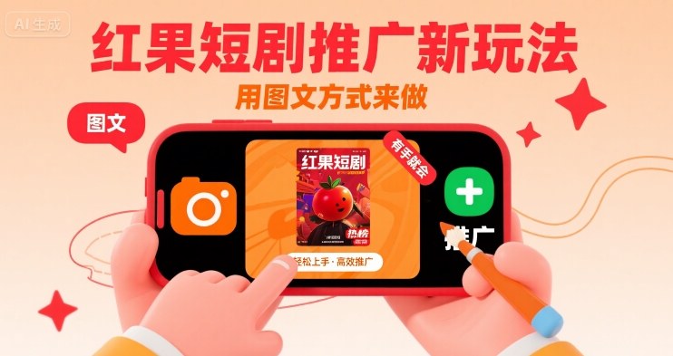 红果短剧推广新玩法，用图文方式来做，有手就会-淘米帮