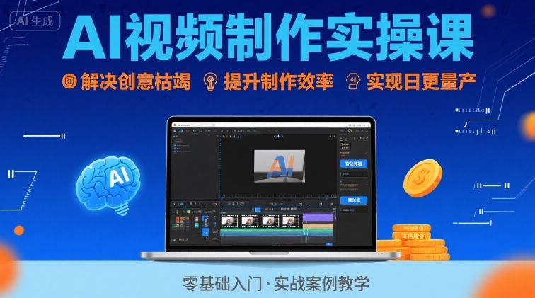Ai视频制作实操课，解决创意枯竭、效率低下痛点，实现日更量产可持续变现-淘米帮