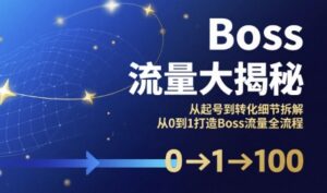 Boss流量大揭秘，从起号到转化细节拆解，从0到1打造Boss流量全流程-淘米帮