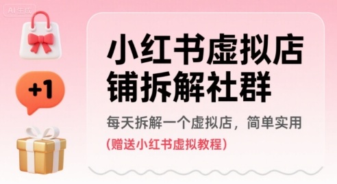 小红书虚拟店铺拆解社群，每天拆解一个虚拟店，简单实用(赠送小红书虚拟教程)-淘米帮