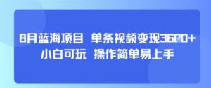 8月AI蓝海项目,单条视频变现1k+ 小白可玩 操作简单易上手-淘米帮