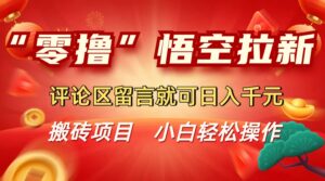 “零撸”悟空拉新玩法,评论区留言就可日入千元-淘米帮