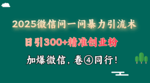2025 微信问一问最新玩法,暴力引流 300+创业粉,条条爆款,单日变现四位数-淘米帮