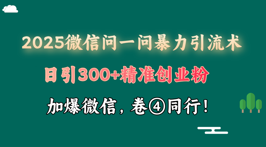 2025 微信问一问最新玩法，暴力引流 300+创业粉，条条爆款，单日变现四位数-淘米帮