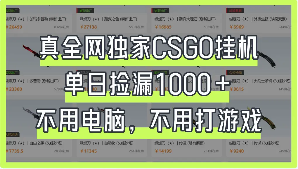 真全网独家CSGO挂机，单日捡漏1000+-淘米帮