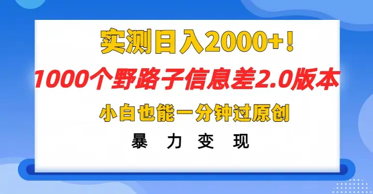 抖音1000个野路子，信息差最新玩法，一分钟过原创，暴力变现月赚1W+-淘米帮