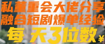 私董会大佬分享融合短剧爆单经验每天3位数-淘米帮
