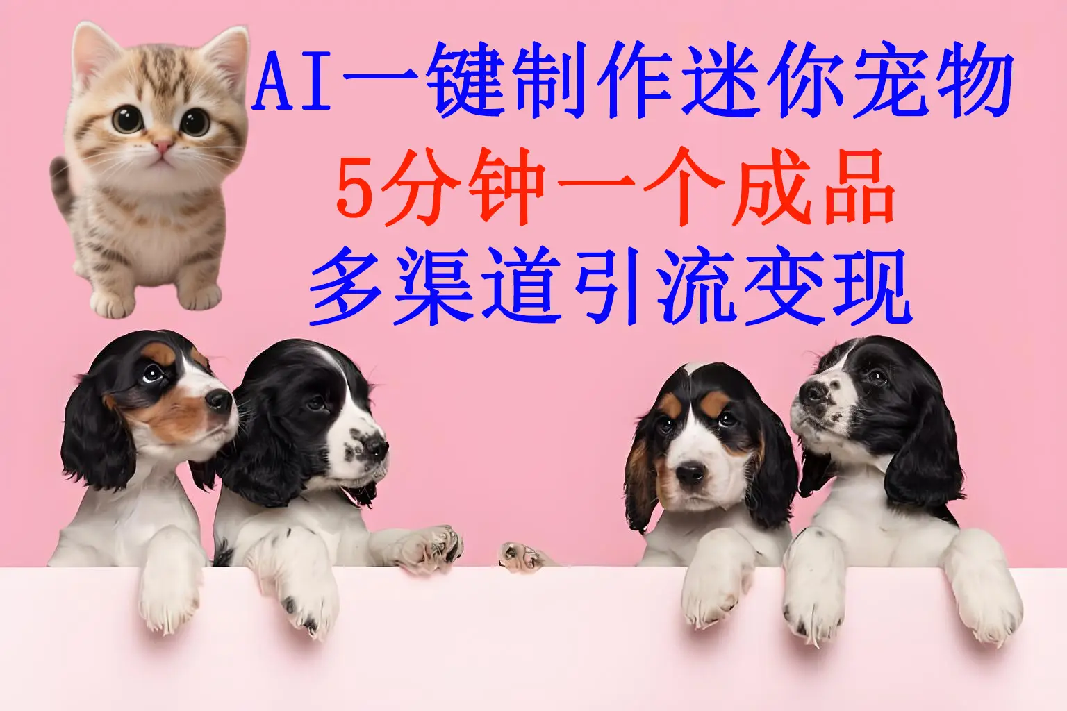 AI一件制作迷你宠物，5分钟一个成品，多渠道引流变现-淘米帮