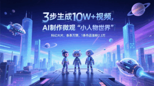 3步生成10W+视频，AI制作微观“小人物世界”科幻大片，条条万赞，1条作品涨粉2.3万-淘米帮