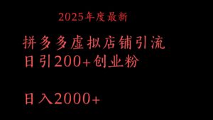 拼多多复制粘贴日引200+付费创业粉,月入6位数最新教程!-淘米帮