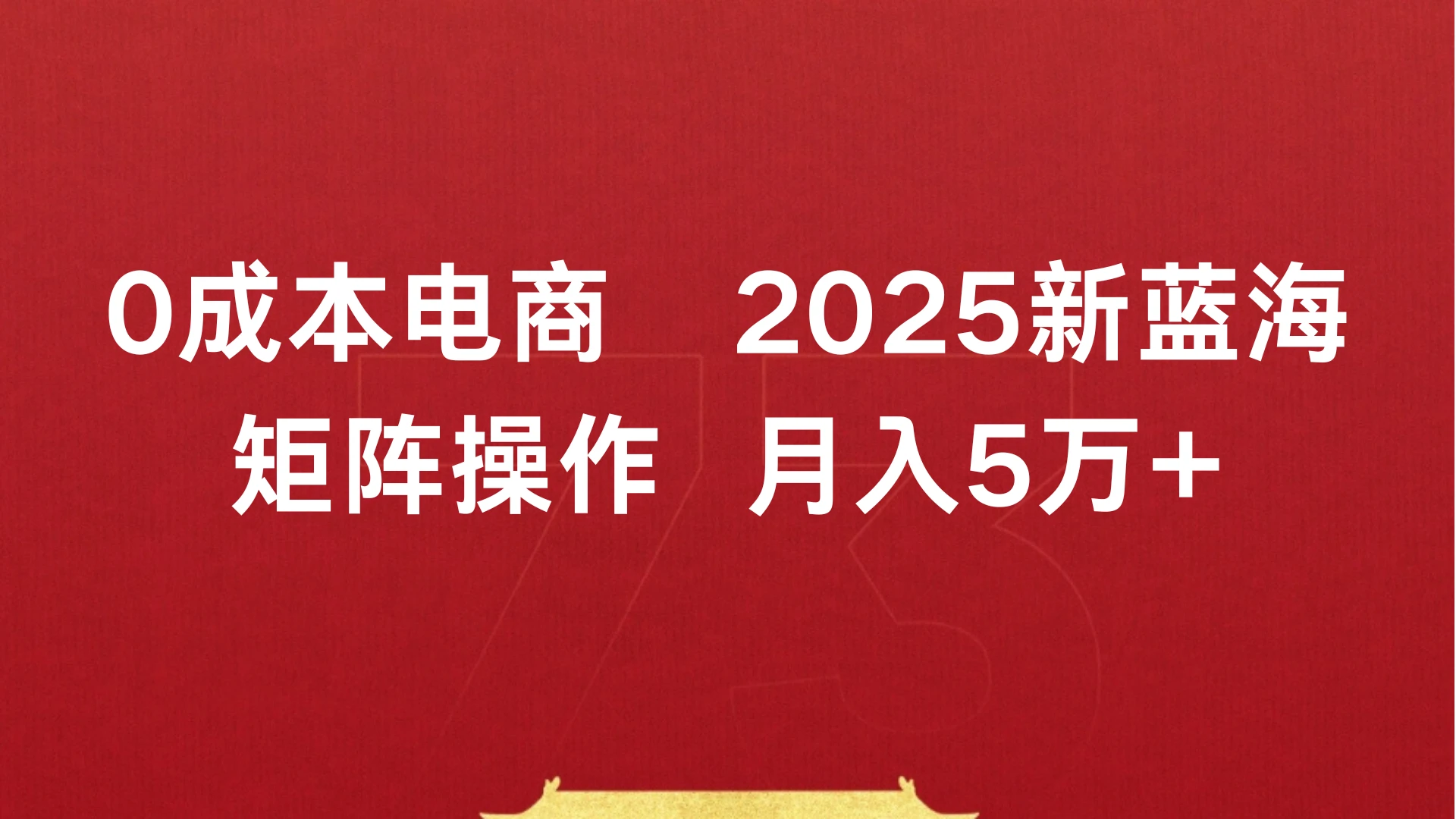 0成本电商，2025新蓝海，矩阵操作 月入5万+-淘米帮